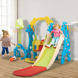 NYEEKOY 6 in 1 Toddler Slide and Swing Playset Indoor Outdoor Freestanding Playground Kids Slide Climber Swing Set with Basketball Hoop for Kids Age 3-12, Backyards Slide for Baby Nyeekoy