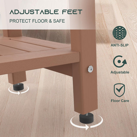 BEKVEM Shower Bench for Inside Shower, Teak-Color HDPE Shower Stool Waterproof, Spa Bathroom Seat Chair with Handle, Storage Shelf & Adjustable Feet - Indoor/Outdoor, Weather Resistant BEKVEM