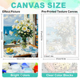 Paint by Numbers Kit for Adults - White Flower in Glass Vase Adult Paint by Number Kits on Canvas for Beginner, Sea DIY Acrylic Oil Number Painting for Adults, Perfect for Home Decor Gift 16x20 Inch GEEHEIY