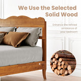 PHI VILLA Rattan King Bed Frame with Headboard, Wood Mid Century Boho Bed Frames, No Box Spring Needed, Brown PHI VILLA