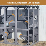 Cat Enclosure Outdoor Catios Indoor Wooden Kitty House Cat Cage with Resting Boxes, Platforms,Waterproof Roof GUTINNEEN