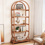 Tribesigns 5-Tier Open Bookshelf, 70.8" Tall Arched Bookcase, Modern Brown Storage Bookshelves, Freestanding Display Rack Shelving Unit for Office, Bedroom, Living Room, Easy Assembly Tribesigns