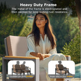 MAISON BACKYARDS MBY 5-Piece Modern Patio Furniture Set with Fire Pit Table, Metal Outdoor Sectional with Cushions & Wood-Like Armrests, Cozy Conversation Set for Porch, Balcony, Garden, Yard-Brown MAISON BACKYARDS