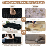 133" Cloud Sectional Couch with L-Shape Chaise,Modern Minimalist Upholstered Couches with Deep Seat,Corduroy Boneless Couches for Living Room Bedroom,No Assembly Required (Black,Left Facing Chaise) soothroom