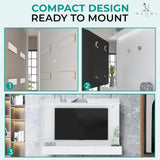 Modern Freestanding Floating Entertainment Center Floating TV Stand Wall Mounted TV Wall Panel for 75 inch TVs Home Theater with LED Strip Pull - Out Drawers and Overhead Shelf White Naomi Home