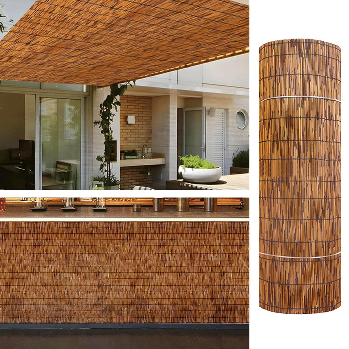 Privacy Fencing Bamboo Privacy Screen Natural Reed Fencing Rolls Balcony Screen Decorative Fences Backyard Divider Easy to Cut for Outdoor Privacy Screening(90 * 800cm(3 * 26ft)) WoodArtSupply