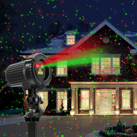HERHOTER Christmas Laser Lights Outdoor,Red and Green Moving Outdoor Laser Light, Waterproof Garden House Decoration Laser Christmas Lights HERHOTER