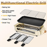 Pukomc Electric Indoor Grill,2 in 1 Indoor Grills for Kitchen with Grill Net & Non-Stick Cooking Removable Plate, Temperature Control, Dishwasher Safe, 1500W Smokeless Grill Pukomc