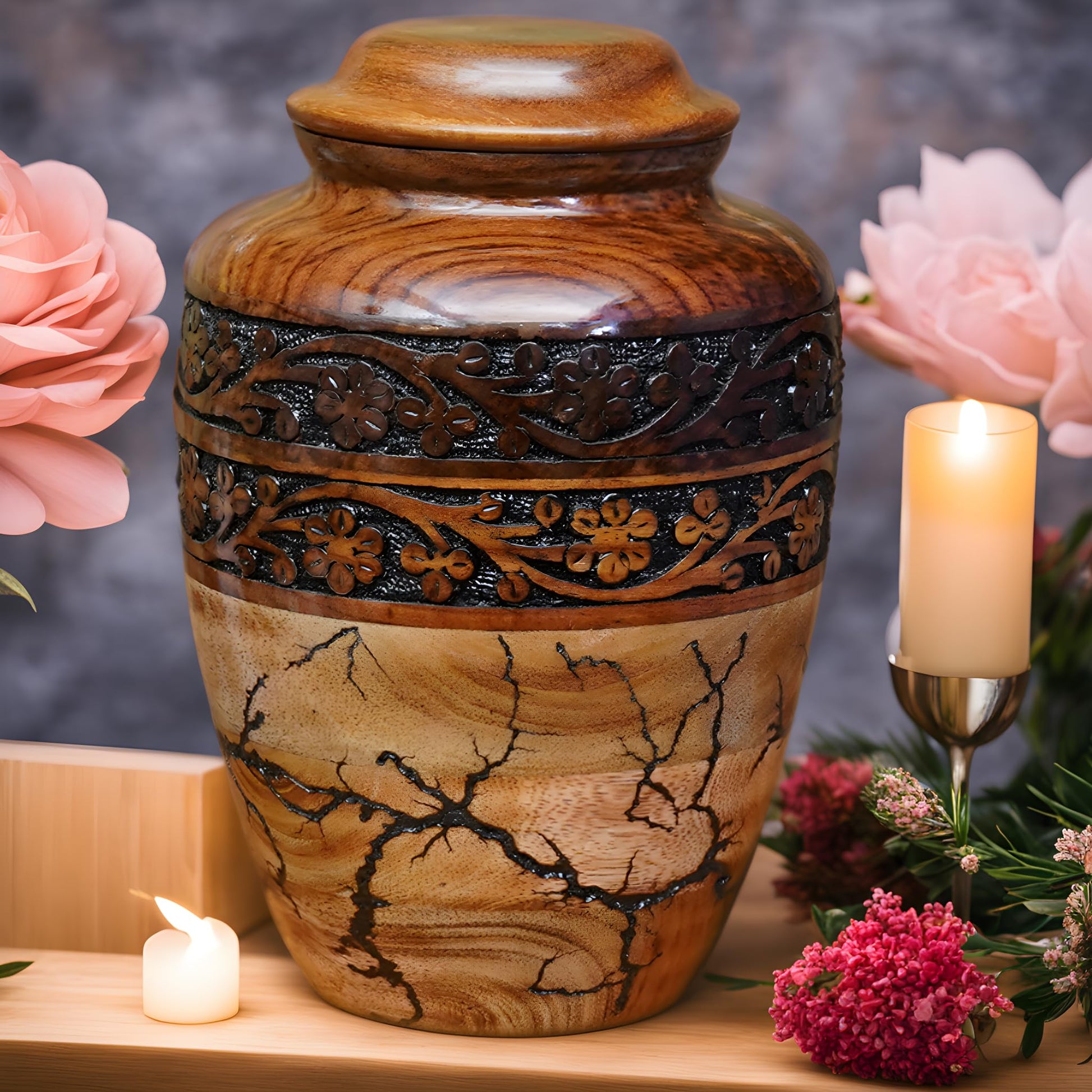 Best Urn for Human Ashes Large Wooden urn for Cremation Adult urn Box for Ashes Personalized Wooden urn Burial urn for Funeral Wood Box - WoodArtSupply