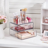 Vtopmart 3 Tier Clear Makeup Organizer with Drawer, Cosmetic Storage for Dresser Countertop and Bathroom Vanity, Beauty Holder for Lipstick Brush Skincare Vtopmart