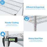 Homdox Heavy Duty Metal Shelves for Storage, 4 Tier Storage Racks and Shelving, Commercial Adjustable Wire Shelving Unit on Wheels, Garage Rack Pantry Shelves Kitchen Shelving, 24"x60"x72", Chrome Homdox