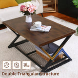 EASYSOUL Solid Wood Coffee Tables for Living Room, Farmhouse Coffee Table with Storage Shelf, 2-Tier Rustic Mid Century Coffee Table, 47.24 Inch Rectangle Center Table (Brow, 47.24") EASYSOUL