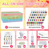 HTVRONT Tie Dye Kit - 40 Vibrant Colors Pre-Filled Bottles Tye dye Kit for Kids and Large Groups, Permanent Tie Dye Kits for Adults Tyedyedye Party Supplies Tye dye Kit to Go(Just Add Water) HTVRONT