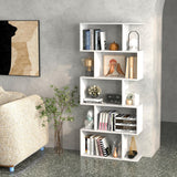 Byroce 5-Tier Geometric Bookcase Set of 2, 62.5” Freestanding Room Divider Bookshelf with Open Display Shelves & Anti-tip Device, Wood S-Shaped Storage Organizer for Living Room, Bedroom & Home Office WoodArtSupply