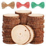 54Pcs Wood Slices, LOOFORE 2.4"-2.8" Unfinished Natural Wood Rounds with Pre-drilled Hole, Wood Slices for Wood Burning Painting DIY Crafts Christmas Ornaments Party Wedding Decor LOOFORE