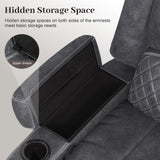 Yolsali Loveseat Recliner Sofa, Manual Reclining Loveseat with Removable Armrest, Dutch Velvet Recliner Loveseat for Adults with 2-Tier Cushions, USB Charging Ports, Cup Holders - Grey Yolsali