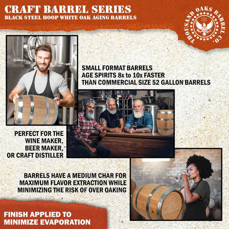 3 Liter Oak Aging Barrel with Stand, Bung and Spigot - Wooden 3L Whiskey Barrels Wine Barrel Decanter For The Home Brewer, Distiller, Wine Maker and Cocktail Aging - Bourbon Barrel Gifts For Men THOUSAND OAKS BARREL