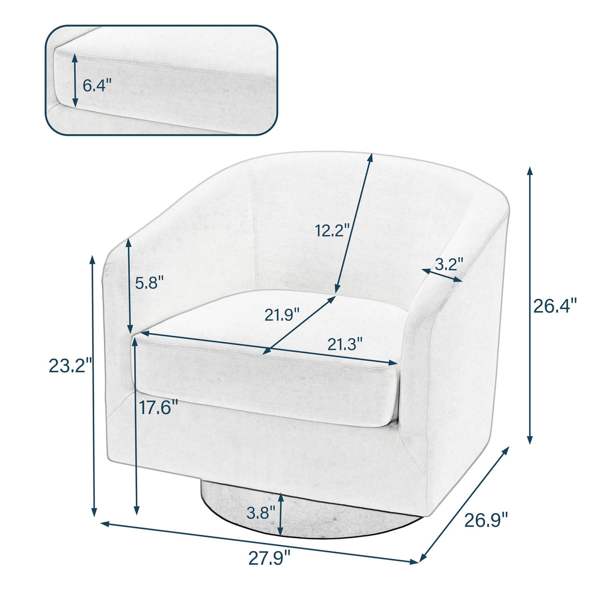UIXE Swivel Accent Chairs Set of 2, Barrel Club Chair Upholstered Armchair in Fabric for Living Room, Round Arm Chair Bedroom Single Sofa Reading Seat - Light Brown UIXE