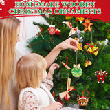 SPOKKI 108PCS Wooden Christmas Ornaments Unfinished to Paint, 12 Styles DIY Blank Wood Slices for Crafts, Christmas Tree Hanging Decorations, Holiday DIY Art Craft Kit for Kids and Adults SPOKKI