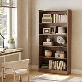 LITTLE TREE 72-Inch Tall Bookcase, 6-Tier Wooden Large Bookshelf, Wide Bookcase Bookshelves, Freestanding Modern Display Shelving Unit for Living Room, Bedroom, Office, Rustic Brown LITTLE TREE