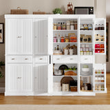 71" Tall Kitchen Cabinet Pantry Storage,Modern Kitchen Hutch Cabinet with Doors and Adjustable Shelves,Large Freestanding Food Pantry with 2 Drawer for Dining Room, Living Room, Hallway,White chartustriable