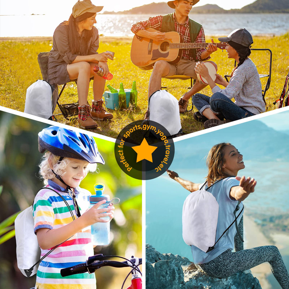 100 Pcs Sublimation Drawstring Bags Bulk White Blank Drawstring Backpacks Reusable Gym Sport Sinch Sack Backpack Heat Press DIY Crafts for Kids Adults Traveling Home Gift Sieral