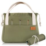 Stylish Crochet Bag Organizer Easily Organizes Your Yarn - Durable Canvas Bag w/ 8 Pockets Stores Plenty of Yarn Skeins & Crocheting Supplies/Accessories - Perfect Basket for Gifting to Knitting Fans KIBAGA