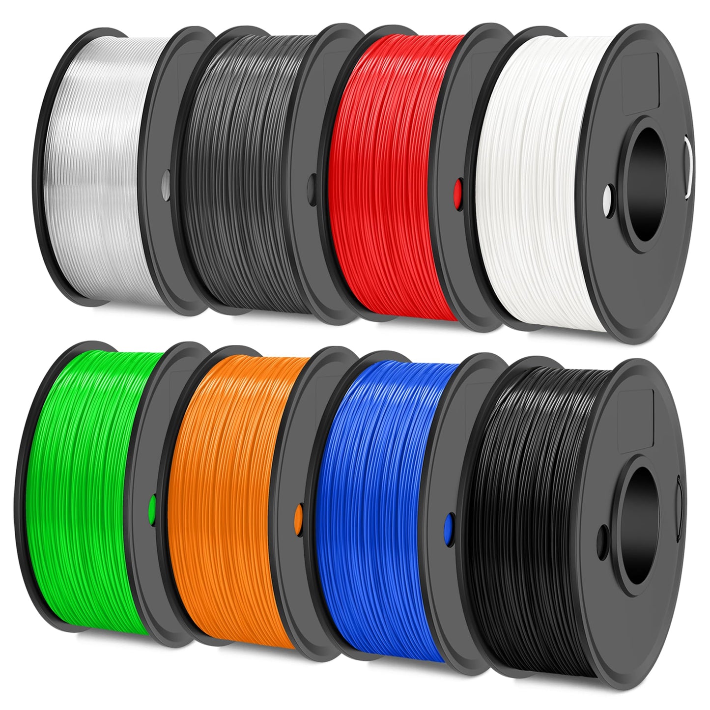 SUNLU TPU 3D Printer Filament 1.75mm, High Speed 95A TPU Filament Bundle, Flexible 3D Filament for Fast Printing, 250G Spool, 8 Rolls, 2KG in Total, Black+White+Grey+Red+Transparent+Blue+Gree - WoodArtSupply