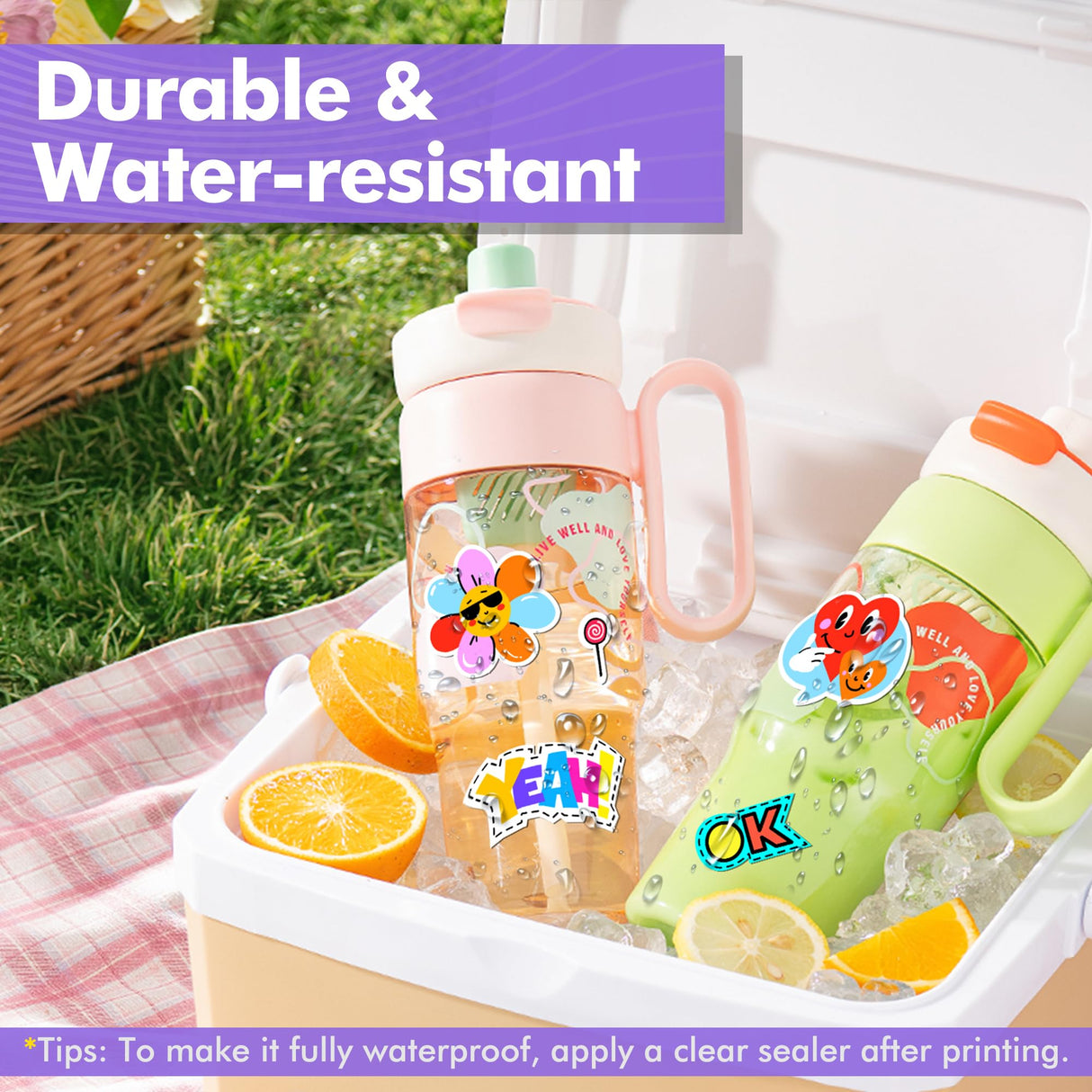 A-SUB Premium Printable Vinyl Sticker Paper for Inkjet Printers, 50 Sheets Matte White Waterproof Sticker Paper 8.5x11 Inch for Making Your Own Stickers at Home A-SUB