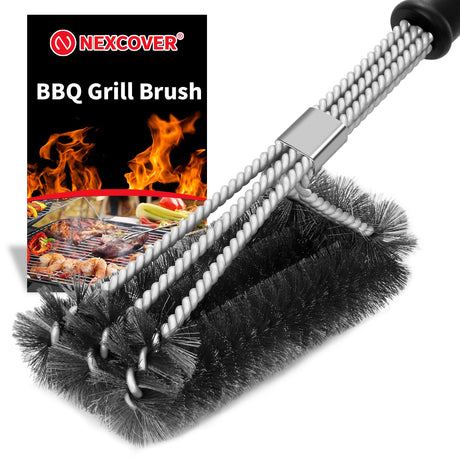 NEXCOVER Grill Brush for Outdoor Grill 18” BBQ Grill Cleaning Brush Stainless Steel Grill Cleaner Barbecue Grilling Accessories for Gas Charbroil Porcelain Grates NEXCOVER