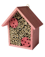 Cestari Mason Bee Housse for The Garden – Rose Pink Handmade Wooden Solitary Bee Hotel with Hanging Design for Pollinators – Eco-Friendly Nesting Shelter Cestari