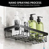 Moforoco 3-Pack Shower Caddy Basket Shelf with Soap Holder, No Drilling Traceless Adhesive Shower Wall Shelves, Rustproof Black Bathroom Shower Storage Organizer Moforoco