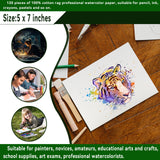 Fyess 120Pcs 100% Rag Cotton White Watercolor Paper Cold Press Paper Bulk Watercolor Drawing Student Artist for Kids,5 x 7 inch Fyess