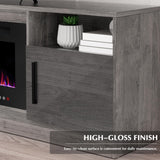 LEMBERI Fireplace tv Stand with 36 inch Fireplace Up to 80" TVs,LED Light Entertainment Center and Storage, 70" Modern Wood Media TV Console with Highlight Cabinet for Living Room (Gray) LEMBERI
