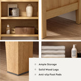 MoomJiee 71" Tall Arched Bookshelf, 5-Tier Farmhouse Large Open Display Cabinet, 71" Modern Wood Bookcase with Adjustable Shelves Organizer Rack Large Kitchen Pantry Storage Cabinet Natural Oak MoomJiee