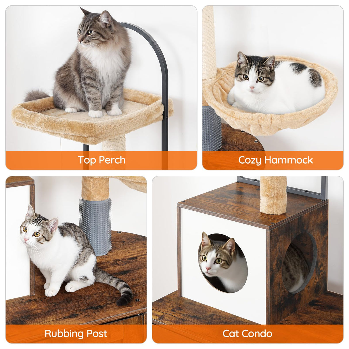 HOOBRO Cat Tree with Litter Box Enclosure, All-in-One 31.5" Cat Tower with Hidden Litter Box Cover Furniture for Indoor Cats, Versatile Cat Condo with Sisal Posts, Hammock, Rustic Brown FG45MZ03 HOOBRO