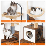 HOOBRO Cat Tree with Litter Box Enclosure, All-in-One 31.5" Cat Tower with Hidden Litter Box Cover Furniture for Indoor Cats, Versatile Cat Condo with Sisal Posts, Hammock, Rustic Brown FG45MZ03 HOOBRO