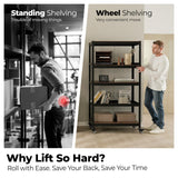 HOMEDANT House 5-Tier Metal Boltless Rolling Cart Shelf Rack Casters Heavy Duty Laminated Wheel Shelving Unit Adjustable Storage Shelves Organizer Kitchen Garage 36.2" W x 16.5" D x 69.5" H 1Pack HOMEDANT