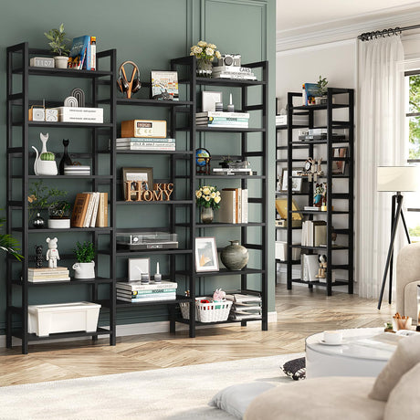 Homykic 6-Tier Triple Wide Bamboo Bookshelf - 17 Open Display Shelves, 6ft Tall Freestanding Storage for Home Office, Bedroom, Living Room Homykic