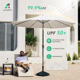 JEAREY 10FT Outdoor Patio Umbrella Outdoor Table Umbrella with Push Button Tilt and Crank, Market Umbrella 8 Sturdy Ribs UV Protection Waterproof for Pool, Garden (Creamy-white) JEAREY