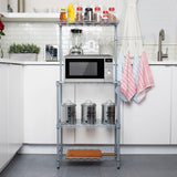 Mind Reader Microwave Rack with Storage, Bakers Rack, Utility Shelf, Kitchen, Metal, 21.25"L x 13.5"W x 50"H, Silver Mind Reader