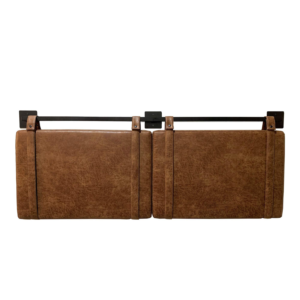 Nathan James Harlow Modern Wall Mount Hanging Headboard, Queen, Brown Faux Leather Nathan James
