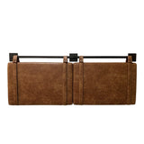 Nathan James Harlow Modern Wall Mount Hanging Headboard, Queen, Brown Faux Leather Nathan James