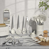 Kitchen Utensils Set-Umite Chef 34 Pcs Silicone Cooking Utensils Set for Nonstick Cookware-Silicone Spatulas Set, Stainless Steel Handle-White Kitchen Gadgets Tools, Pots and Pans Accessories Umite Chef