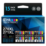 E-Z Ink Compatible Ink Cartridge Replacement for Canon PGI-270XL CLI-271XL PGI 270 XL CLI 271 XL to use with MG6821 TS5020 TS9020 (3 Large Black,3 Small Black,3 Cyan,3 Magenta,3 Yellow) 15 Pack E-Z Ink