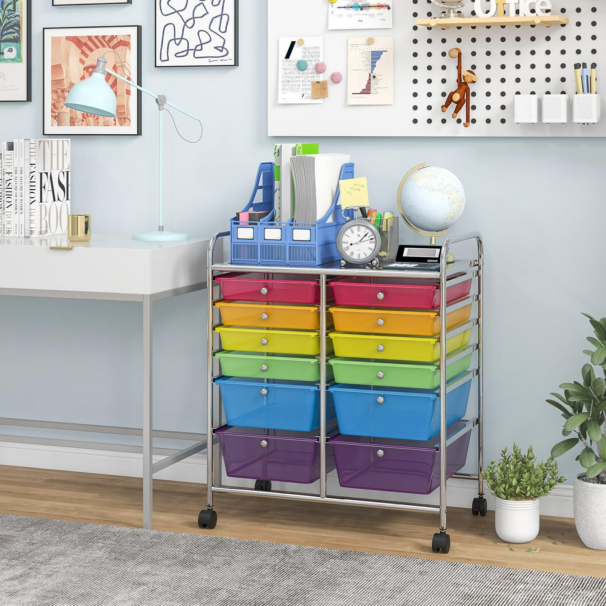 Giantex 12 Drawer Rolling Storage Cart Tools Scrapbook Paper Office School Organizer (Multi-Color) Giantex