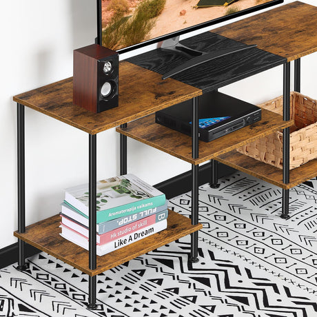 50 inch TV Stand for Bedroom Rustic Brown TV Entertainment Center with Storage 3 Tier TV Table Stand for Living Room TV Console Table for 50 43 40 32 inch TV Luplom
