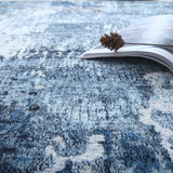 Rugcomf Runner Rug 2'6''x8' Hallway Rug Washable Boho Soft Area Rug Abstract Pattern Non-Slip Faux Wool Vintage Rug for Kitchen, Entryway, Laundry, Bedroom, Blue Rugcomf