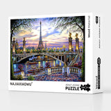 1000 Pieces Puzzles for Adult Wooden Jigsaw Puzzle 1000 Piece Puzzle Adult Children Elderly Puzzle Flower Eiffel Tower Paris Bridge Puzzle Gift for Mom Dad Family Friend Home Decor Wall Art 29.5x20IN najiaxiaowu