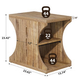 Condemo Modern Farmhouse End Table with Storage, 3-Tier Narrow Country Side Tables for Small Spaces, Nightstand for Bedroom & Living Room, Wooden Bedside Table, Easy Assembly, Light Brown Condemo